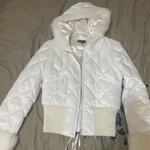 Rabbit fur & satin BEBE coat